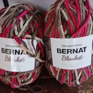 NEW Bernat Blanket Yarn Raspberry Trifle 2 Skeins 202